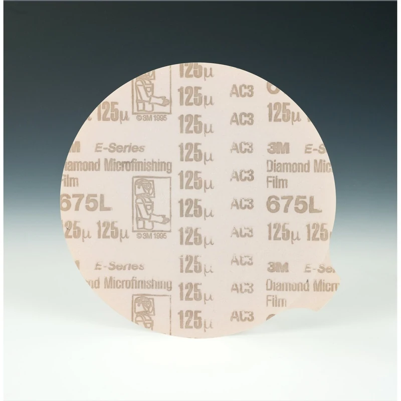 3M Diamond Microfinishing Film PSA Disc 675L, 125 Mic 6MIL, Orange, 8in x NH